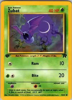 Zubat 70/82 Team Rocket Pokemon TCG NM First Edition - Image 1