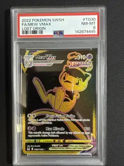 MEW VMAX 2022 POKEMON LOST ORIGIN RARE TRAINER TG30/TG30 PSA 8 Q1514 - Image 1