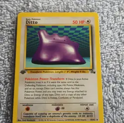 Pokemon TCG Ditto Fossil 1st Edition Rare 50 HP Card 18/62 Card Stock - Image 1