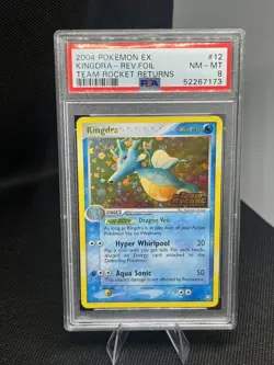 POP 58 2004 Pokemon EX Kingdra 12 Reverse Holo Team Rocket Returns STAMPED PSA 8 - Image 1