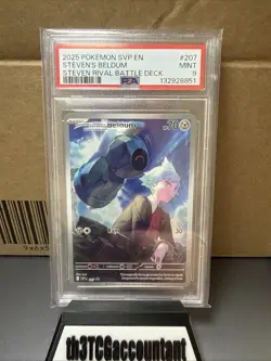 2025 POKEMON SVP EN-SV BLACK STAR PROMO #207 STEVEN'S BELDUM PSA 9 - Image 1