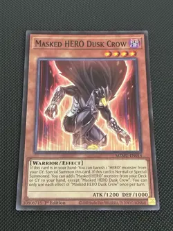Masked HERO Dusk Crow MZMU-EN014 Super Rare 1st Ed. Maze Of Muertos Yugioh NM - Image 1