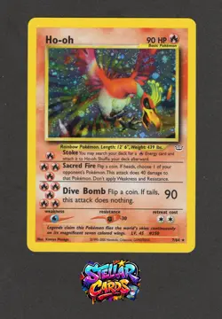 Ho-Oh 2001 Neo Revelation 7/64 Double Holo With Swirl Pokemon Card - Image 1