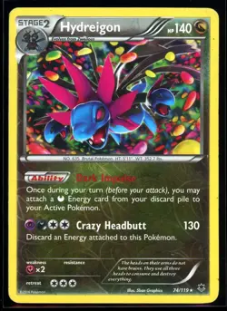 2014 XY - Phantom Forces Hydreigon Reverse Holo Pokemon Card #74 - Image 1