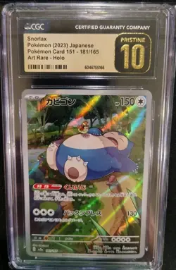 CGC Pristine 10 Snorlax Sv2a: Pokemon Card 151 Art Rare Holo 181/165 Japanese - Image 1
