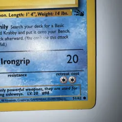 Krabby 51/62 Common 1st Edition Pokemon TCG: Fossil 1999 Wixards - Image 4