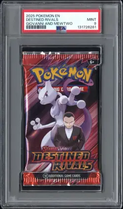 PSA Grade 9 Mint Pokemon Destined Rivals Booster Pack Giovanni and Mewtwo - Image 3