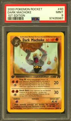 Pokemon Team Rocket 1st Edition Machoke 40/82 PSA 9 - Image 1