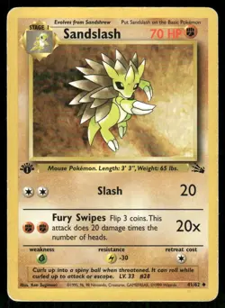 Pokemon Tcg Sandslash [1st Edition] #41 Pokemon Fossil HP - Image 1