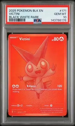 2025 Pokemon Black Bolt Victini Black White Rare #171/086 PSA 10 GEM MINT - Image 1