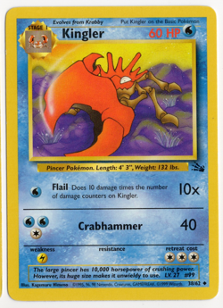 Kingler 38/62 Fossil Set Pokemon Card - Image 1