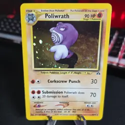 Poliwrath 9/75 Neo Discovery Unlimited Holo Swirl Vintage WOTC Pokemon Card - LP - Image 1