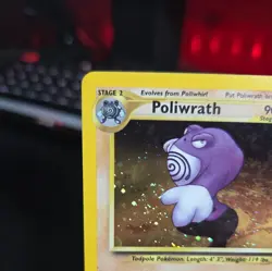 Poliwrath 9/75 Neo Discovery Unlimited Holo Swirl Vintage WOTC Pokemon Card - LP - Image 2