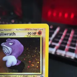 Poliwrath 9/75 Neo Discovery Unlimited Holo Swirl Vintage WOTC Pokemon Card - LP - Image 3