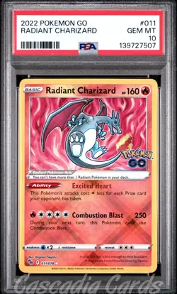 PSA 10 Radiant Charizard 011/078 Pokemon Go Pokemon - Image 1