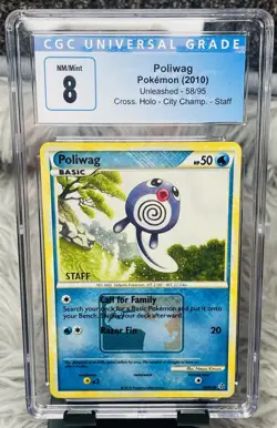 Poliwag 58/95 Staff Promo City Championships Unleashed CGC 8 Pokemon TCG - Image 1