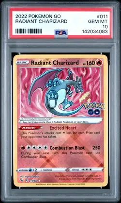 2022 Pokemon Go Radiant Charizard Holo Rare PSA 10 #011 - Image 1