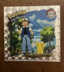 1999 Artbox Pokemon Stickers Prisms #Pr11 Pikachu and Ash - Image 1
