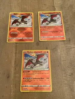 (3) Pokemon TCG Radiant Charizard Crown Zenith 020/159 Holo Radiant Rare. - Image 1