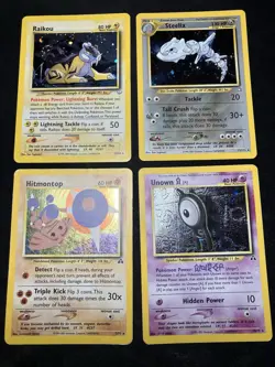 Pokemon Neo Lot 45 WOTC Lugia Suicune Raikou Ho-Oh + Holos Creased Vintage - Image 1