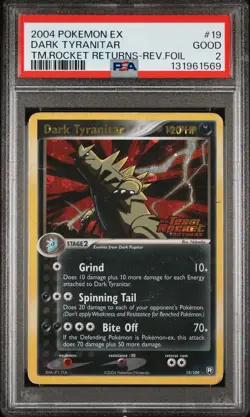 2004 POKEMON EX TEAM ROCKET RETURNS #19 DARK TYRANITAR-REVERSE FOIL PSA 2 - Image 1