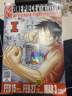 Bandai Namco One Piece CCG Monkey.D.Luffy Promo Holo US Voyage Basketball P-055 - Image 1