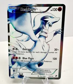 Pokemon TCG Reshiram Black & White Full Art Ultra Rare Holo Card 113/114 LP - Image 1