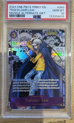 2024 ONE PIECE PRB01-MANGA ALT ART ONE PIECE CARD THE BEST- TRAFALGAR LAW PSA 10 - Image 1
