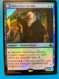 MTG 1x FOIL Malevolent Hermit 61 Innistrad: Midnight Hunt Magic Gathering x1 NM - Image 1