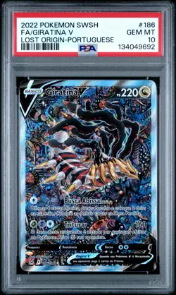 2022 POKEMON LOST ORIGIN PORTUGUESE FULL ART #186 GIRATINA V PSA 10 - Image 1