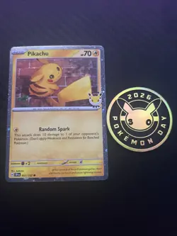 Pikachu 51/162 Pokemon Day 30th Celebration - WITH COIN - Image 3