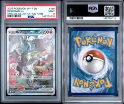 2025 POKEMON WHT EN-WHITE FLARE SPECIAL ILLUSTRATION RARE #166 RESHIRAM EX PSA 9 - Image 3