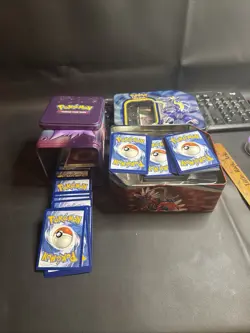 Random Bulk Lot Pokemon Cards + Collectable Tins (7x BB/WF, 1x Slaking tin) - Image 1