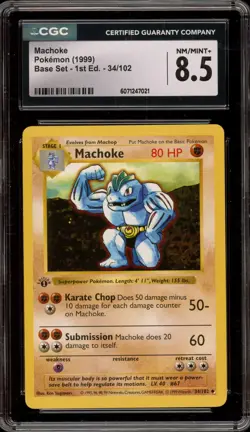 Pokemon Machoke Base Set Shadowless 1st Edition #34 CGC 8.5 - Image 1