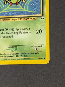 Spinarak Neo Discovery 64/75 LP Regular 1st Edition Common Wotc Pokemon TCG - Image 4