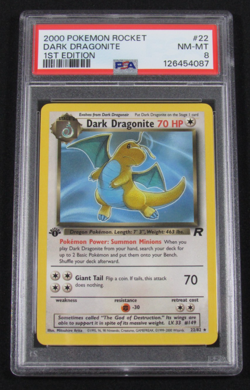 2000 Pokemon Rocket DARK DRAGONITE 1st Edition 22/82 PSA 8 NM-MT - Image 1