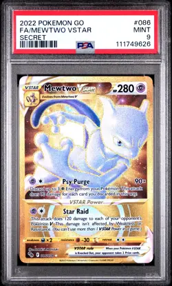 Mewtwo VSTAR (Secret) 086/078 Pokemon Go Gold Holo Rare - PSA 9 MINT - Image 1