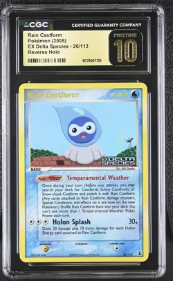 CGC 10 PRISTINE Rain Castform Delta Species 26/113 Reverse Holo STAMPED Pokemon - Image 1