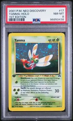 2001 Pokemon Neo Discovery 17 Yanma Holo 1st Edition PSA 8 Near Mint - Mint - Image 1
