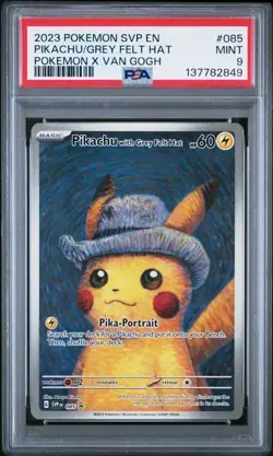 Pokemon Promo SVP #085 Pikachu Grey Felt Hat x Van Gogh PSA 9 - Image 1