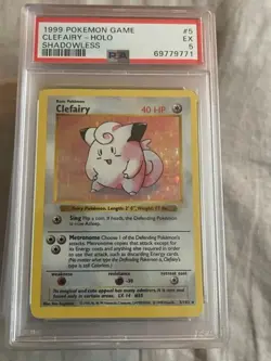 1999 Pokemon Shadowless Clefairy Holo 5/102 PSA 5 - Image 1