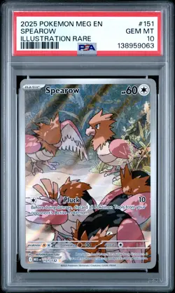 2025 POKEMON MEG EN-MEGA EVOLUTION ILLUSTRATION RARE #151 SPEAROW PSA 10 - Image 1