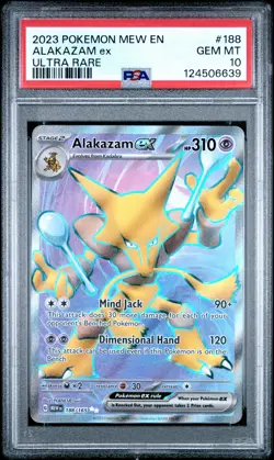 2023 POKEMON MEW EN-151 ULTRA RARE #188 ALAKAZAM EX PSA 10 - Image 1