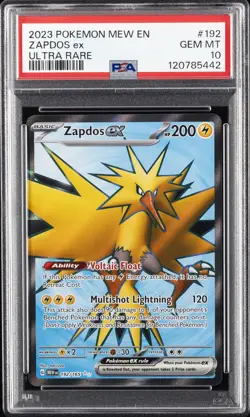 2023 POKEMON MEW EN-151 ULTRA RARE #192 ZAPDOS EX PSA 10 - Image 1