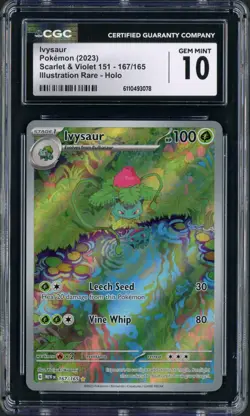 2023 Pokemon Scarlet & Violet 151 Ivysaur Illustration Rare #167 CGC Gem Mint 10 - Image 1
