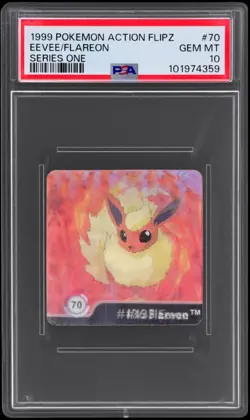 1999 Pokemon Action Flipz Series One Eevee/Flareon #70 PSA 10 Gem Mint - Image 1