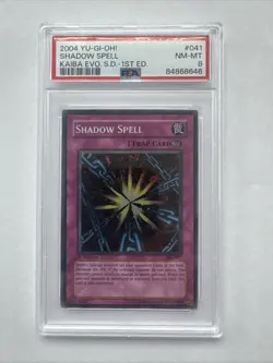 Shadow Spell PSA 8 SKE-041 Super Rare 1st Edition Yugioh Kaiba Evolution - Image 1