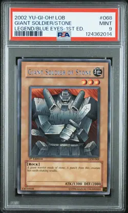 2002 YU-GI-OH! LOB-LEGEND OF BLUE EYES WHITE DRAGON GIANT SOLDIER OF STONE PSA 9 - Image 1