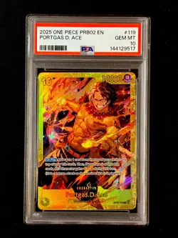 One Piece Portgas D. Ace OP07-119 SEC Secret Rare PRB02 EN PSA 10 GEM MINT - Image 1