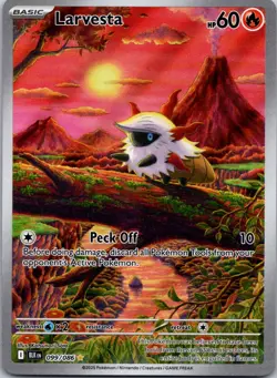Larvesta 099/086 NM Pokemon Card TCG Black Bolt IR Illustration Rare - Image 1